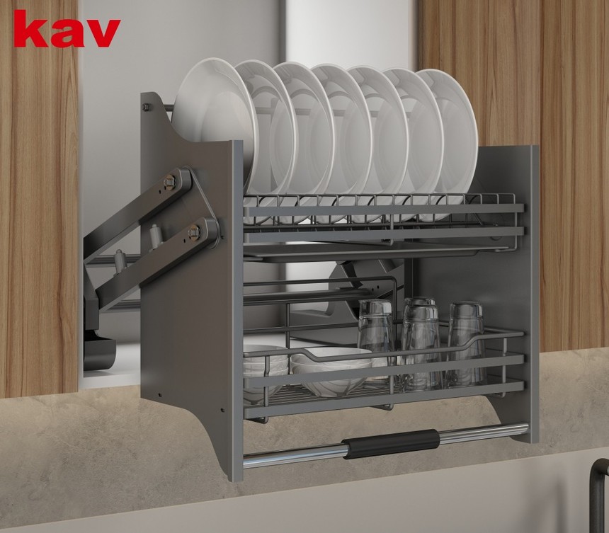 kav厨房橱柜上下升降拉篮304不锈钢吊柜伸缩调味拉篮
